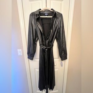 Black Scoop Faux Leather Dress-Size 16-18-New with Tags